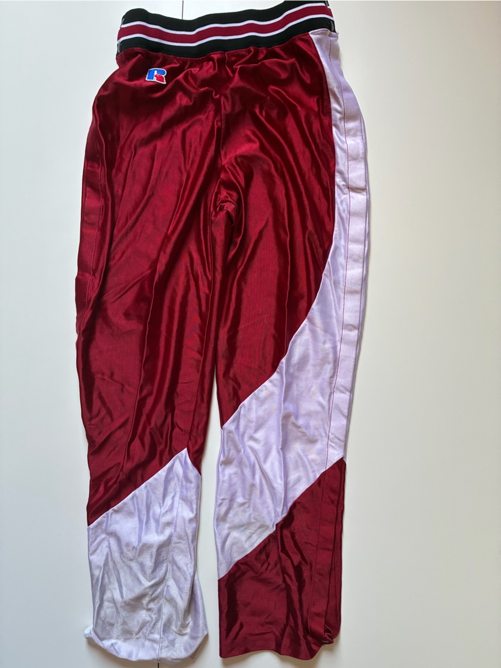 Vintage Russell Athletic Red & White Tear-away Track Pants - Size 34